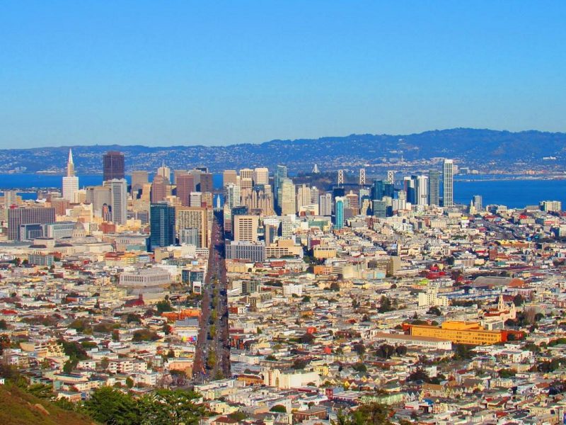 Home Twin Peaks Standing over 900 feet above the city, these two hills offer hikers sweeping views of San Francisco's main sights (we recommend going at sunset).